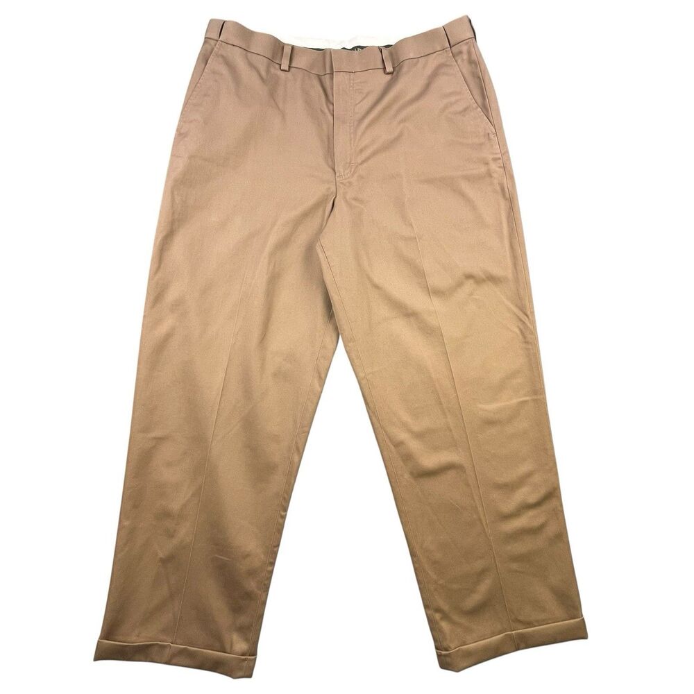 L.L. Bean Vintage Chinos Men's 38x30 Brown Comfort Waist Cuffed Pants Retro